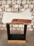 Load image into Gallery viewer, Full Wither Relief Merino Wool Felt Saddle Pad - Cream with Floral Tooling