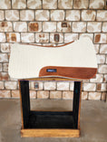 Load image into Gallery viewer, Full Wither Relief Merino Wool Felt Saddle Pad - Cream with Basket Weave Tooling