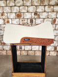 Load image into Gallery viewer, Full Wither Relief Merino Wool Felt Saddle Pad - Cream with Leaf Tooling