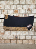 Load image into Gallery viewer, Standard Wither Relief - Round Skirt Merino Wool Barrel and Fender Saddle Pad - Black with Cheetah