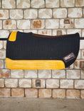 Load image into Gallery viewer, Standard Wither Relief - Round Skirt Merino Wool Barrel and Fender Saddle Pad - Black with Yellow Croc