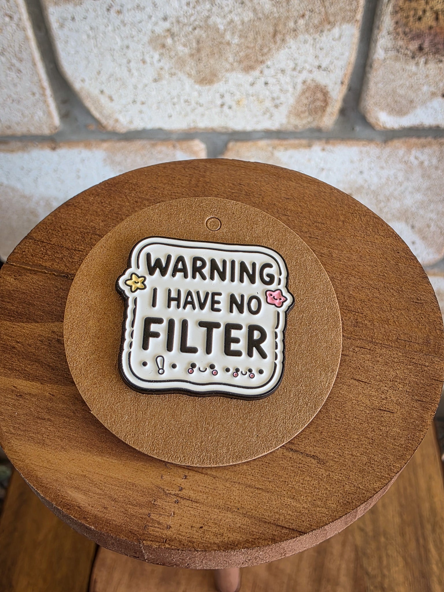 Warning I have no Filter - Enamel Hat Pin