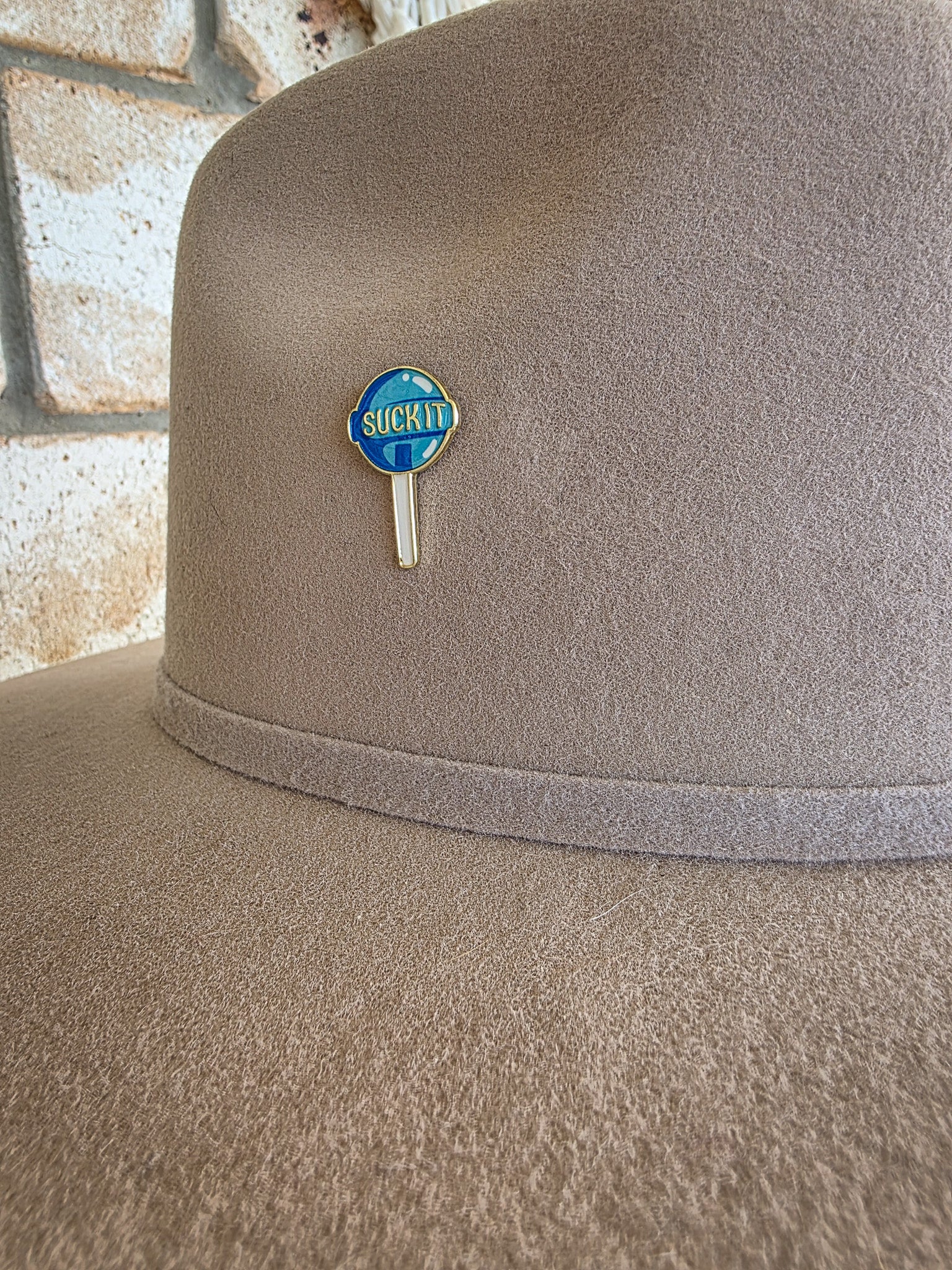 Suck It - Blue - Enamel Hat Pin