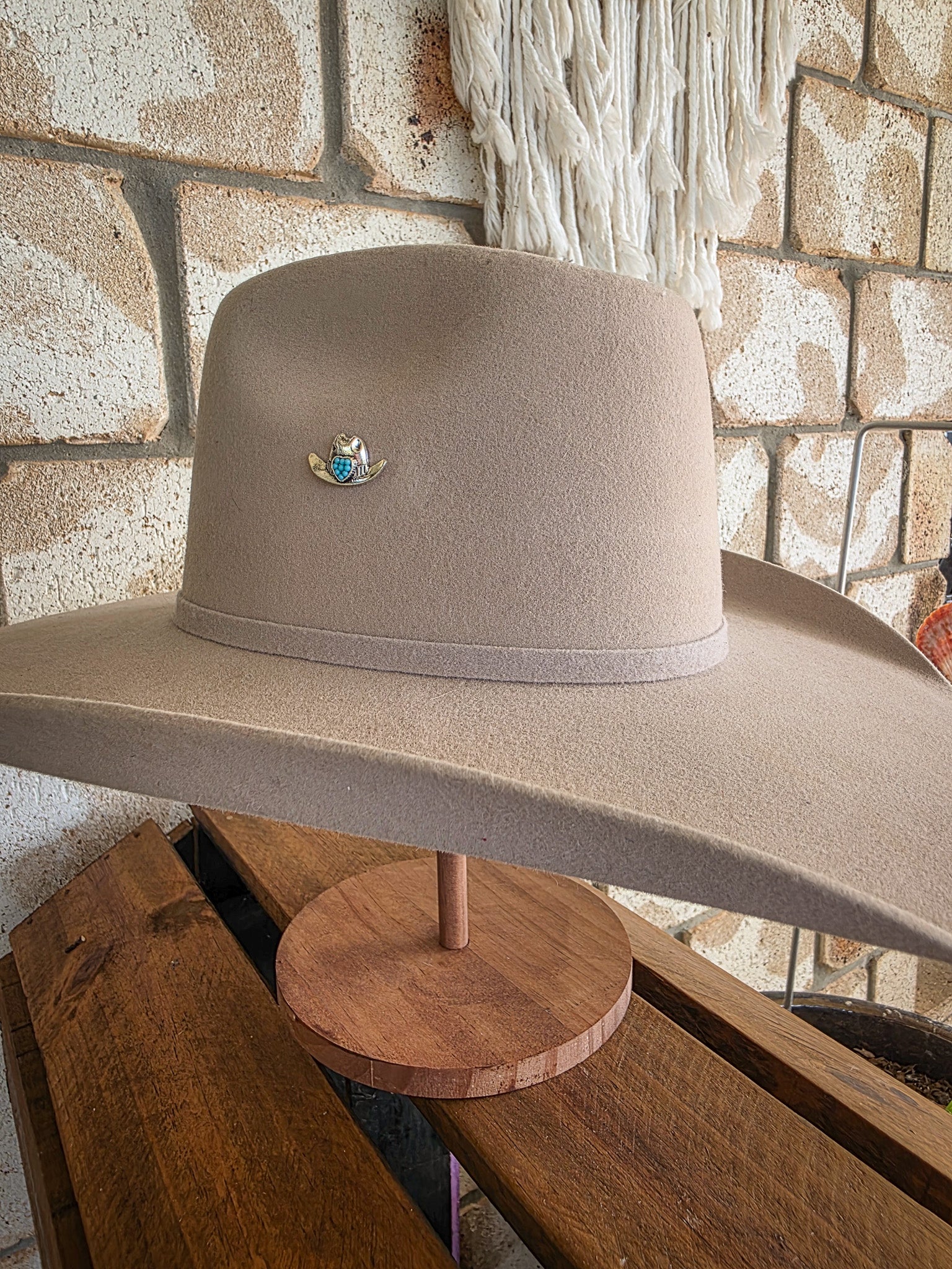 Turquoise Bloom & Cowgirl Heart - Enamel Hat Pin