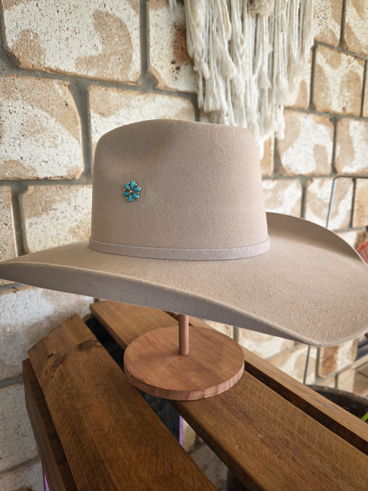 Turquoise Bloom & Cowgirl Heart - Enamel Hat Pin