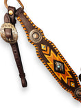 Load image into Gallery viewer, "Sunset Serape" Aztec Leather Tack Set
