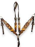 Load image into Gallery viewer, "Golden Mesa" Tooled Leather Floral Tack Set