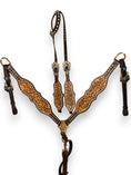 Load image into Gallery viewer, "Turquoise Bloom" Tooled Leather Tack Set
