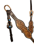 Load image into Gallery viewer, "Turquoise Bloom" Tooled Leather Tack Set