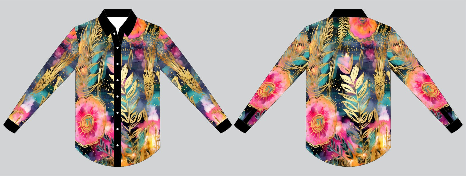 Black and Gold Flower Arena Shirt