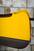 Load image into Gallery viewer, Yellow Standard Wither Relief - Round Skirt Merino Wool Barrel and Fender Saddle Pad