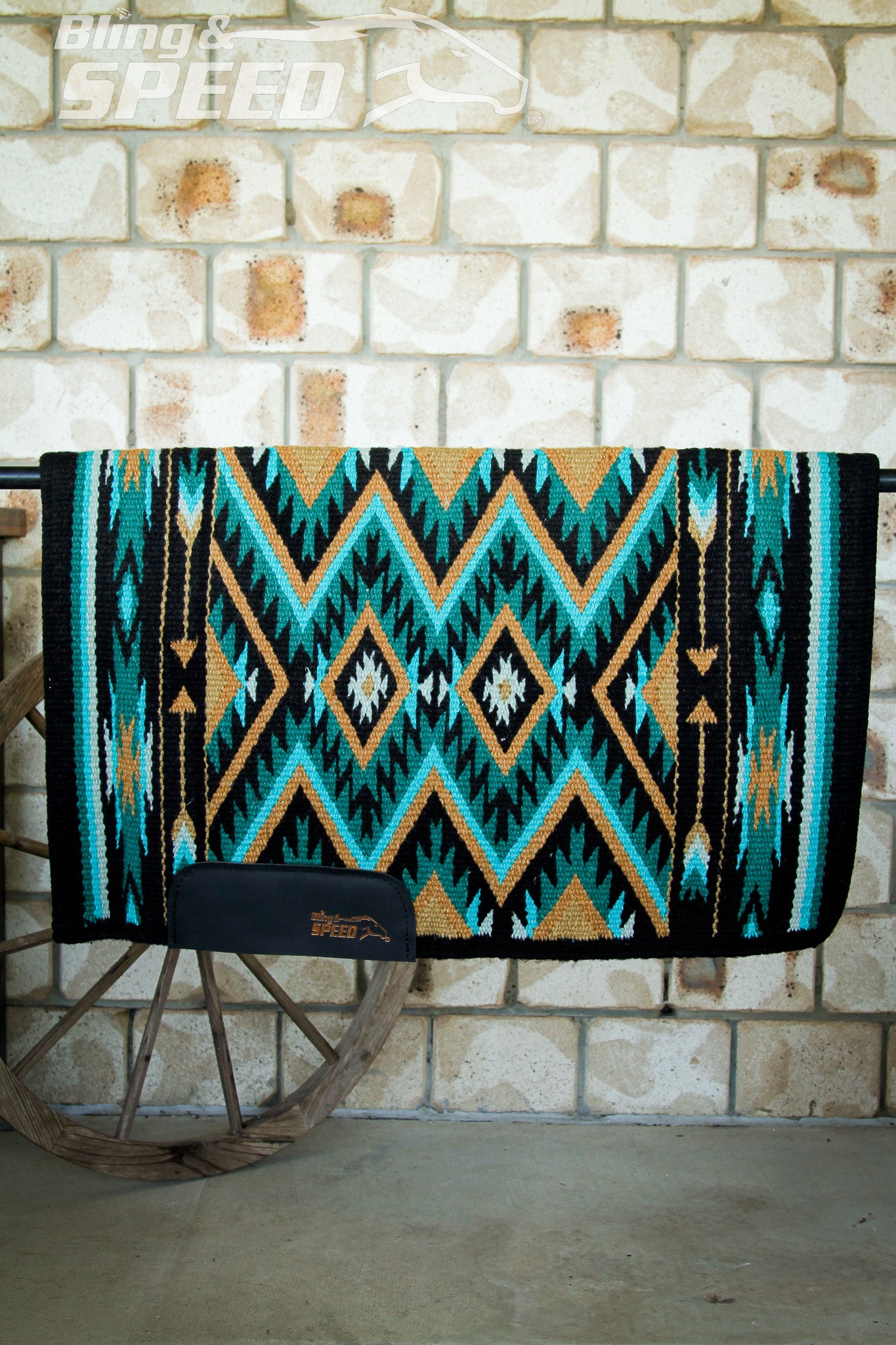 Teal Outlaw Ranch Saddle Blanket - 34" Spine