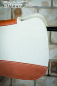 Load image into Gallery viewer, Full Wither Relief Merino Wool Felt Saddle Pad - Cream with Basket Weave Tooling