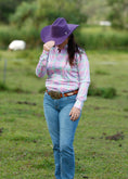 Load image into Gallery viewer, Purple and Lime Checkered Arena Shirt