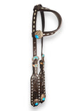 Load image into Gallery viewer, "Black Mesa" Turquoise Buckstitch Tooled Tack Set