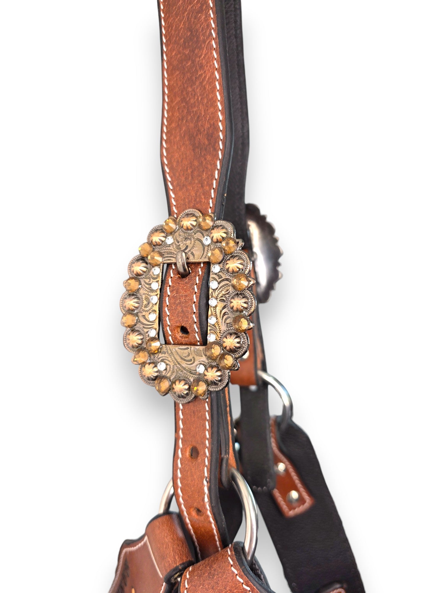 Leather Halter with Rope Nose Band - Brown
