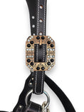 Load image into Gallery viewer, Leather Halter with Rope Nose Band - Black with Floral Tooling