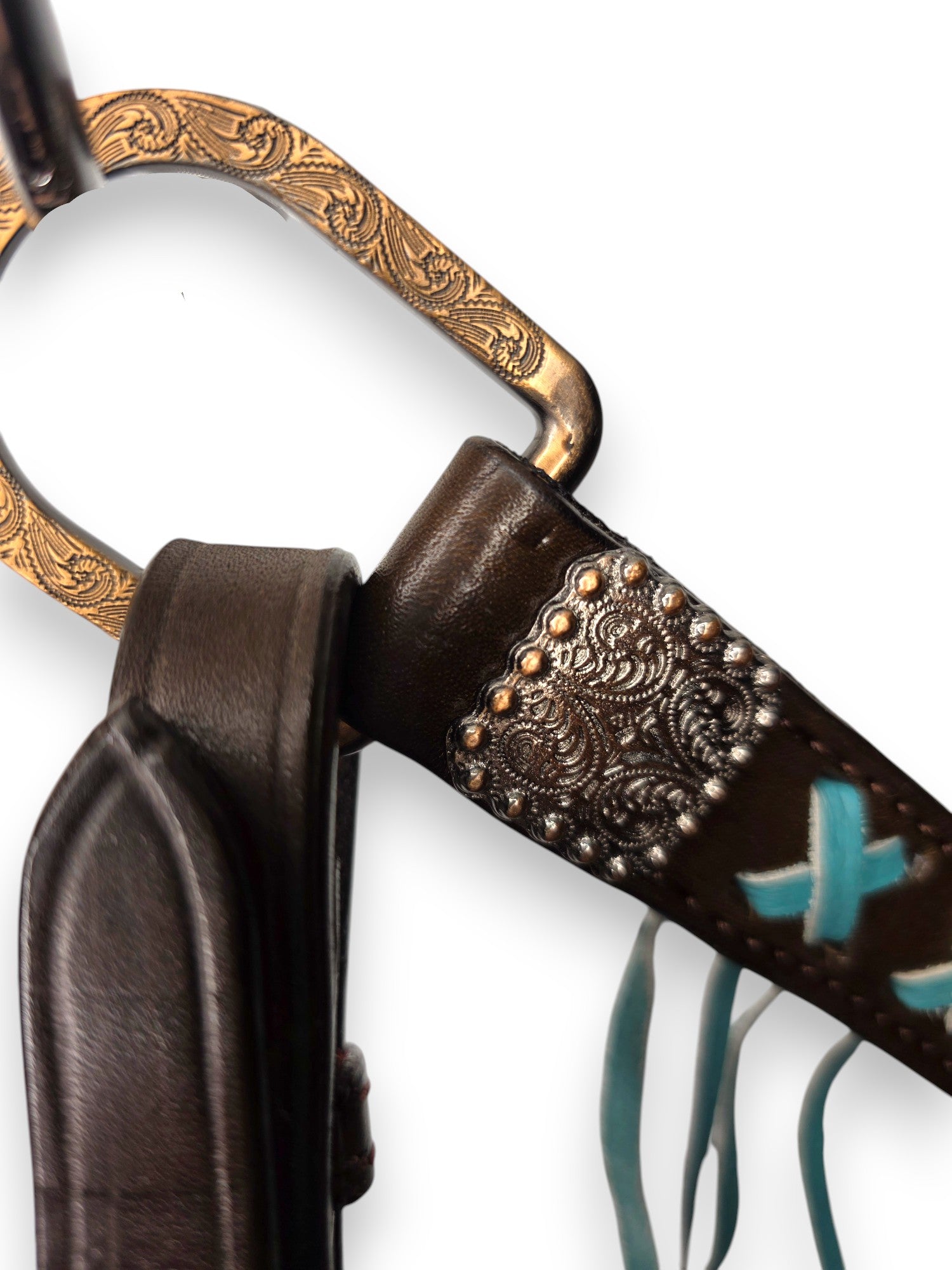 "Turquoise Trailblazer" Cross-Stitch Fringe Tack Set