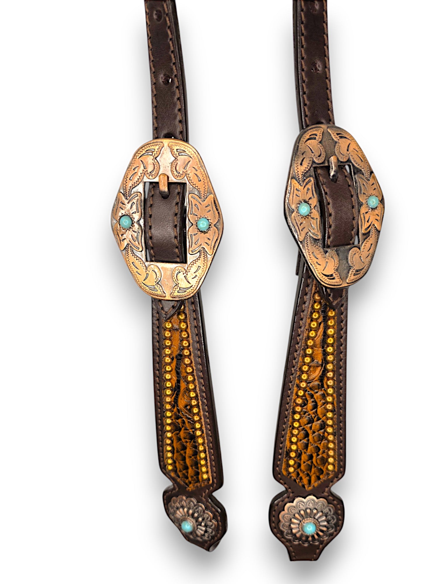"Turquoise Trails" Fringe Tooled Leather Tack Set