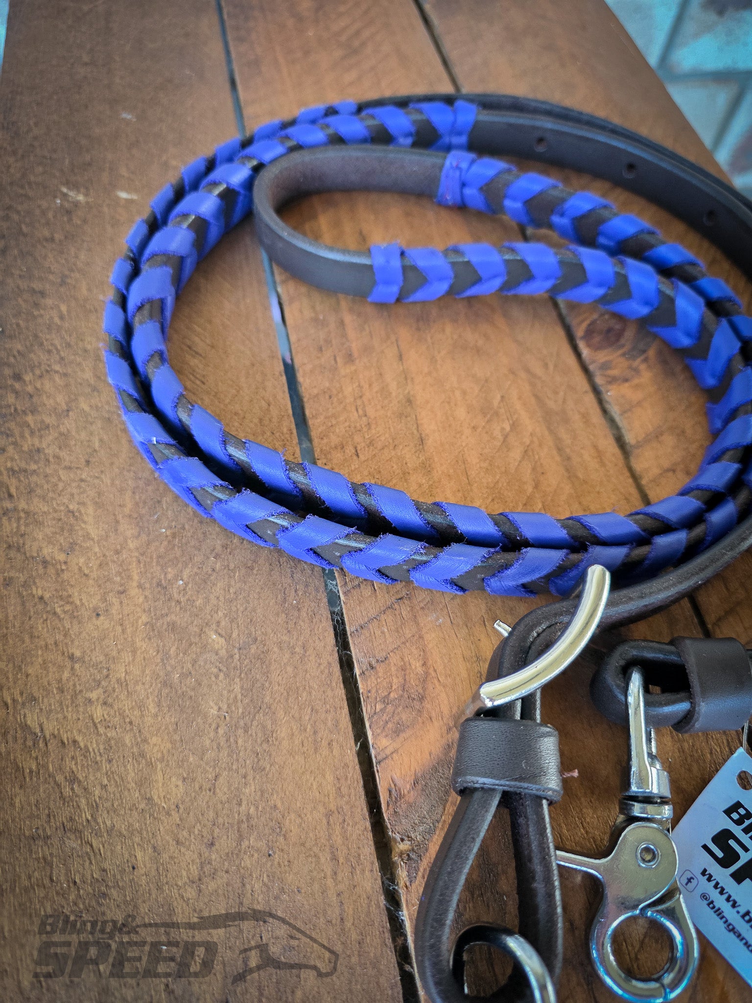 Laced Barrel Reins - Blue