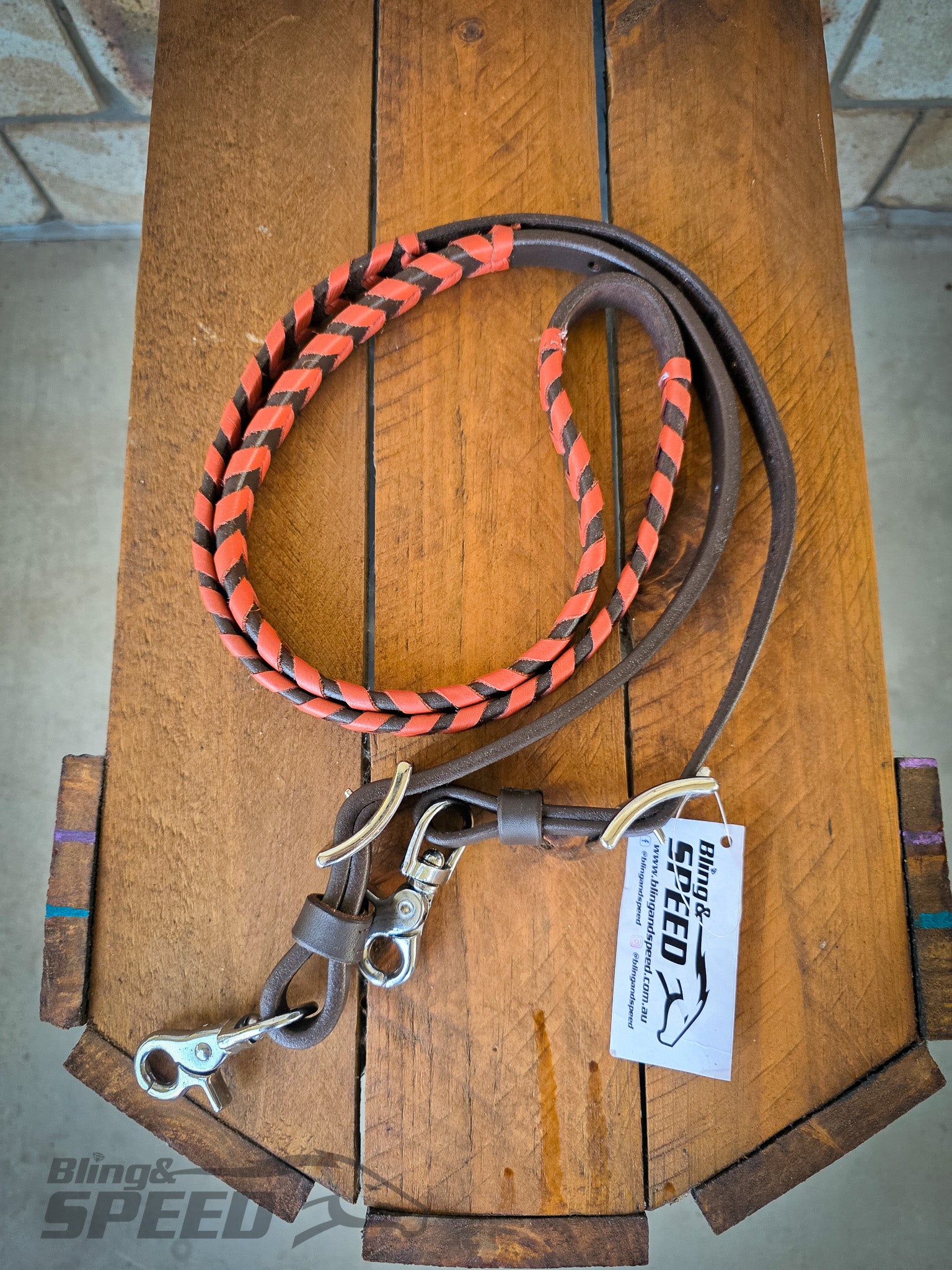 Laced Barrel Reins - Burnt Orange