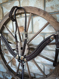 Load image into Gallery viewer, Braided Chocolate Leather Western Tack Set – Turquoise Gold Conchos