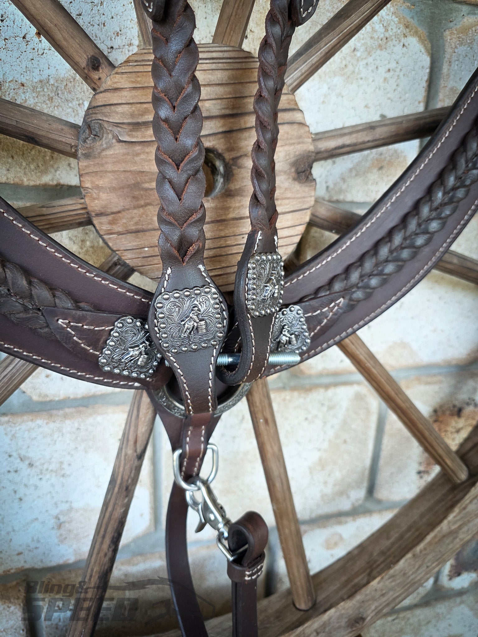 Braided Chocolate Leather One-Ear Tack Set