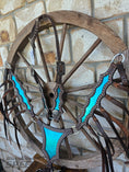 Load image into Gallery viewer, Metallic Turquoise Inlay Western Tack Set