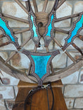 Load image into Gallery viewer, Metallic Turquoise Inlay Western Tack Set