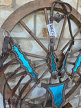 Load image into Gallery viewer, Metallic Turquoise Inlay Western Tack Set