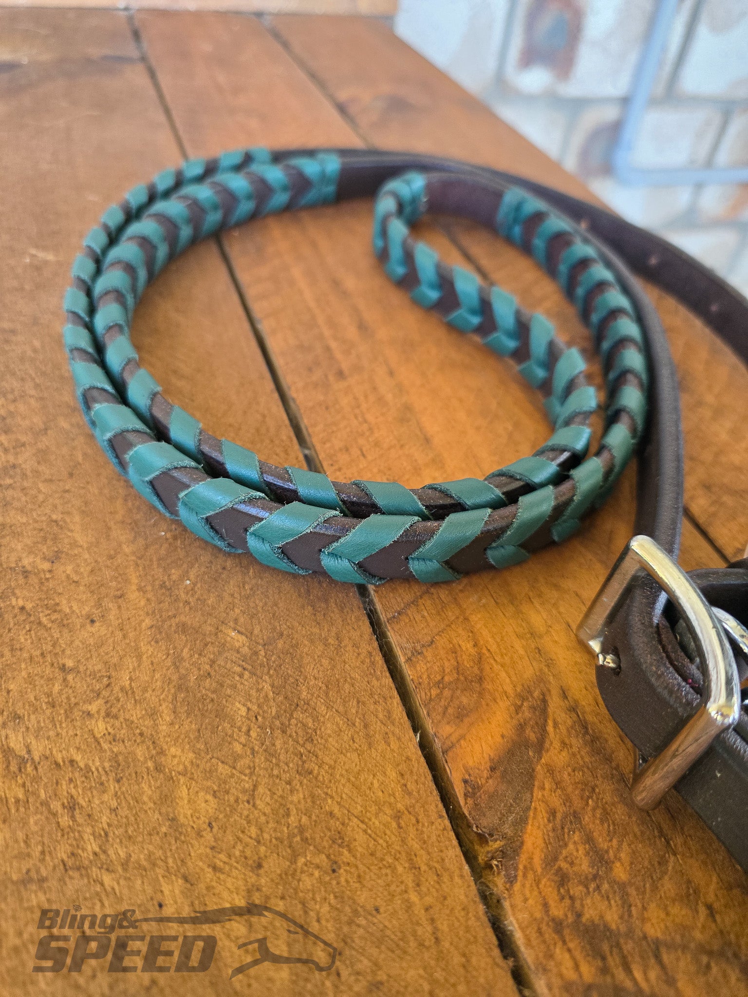 Laced Barrel Reins - Forrest Green