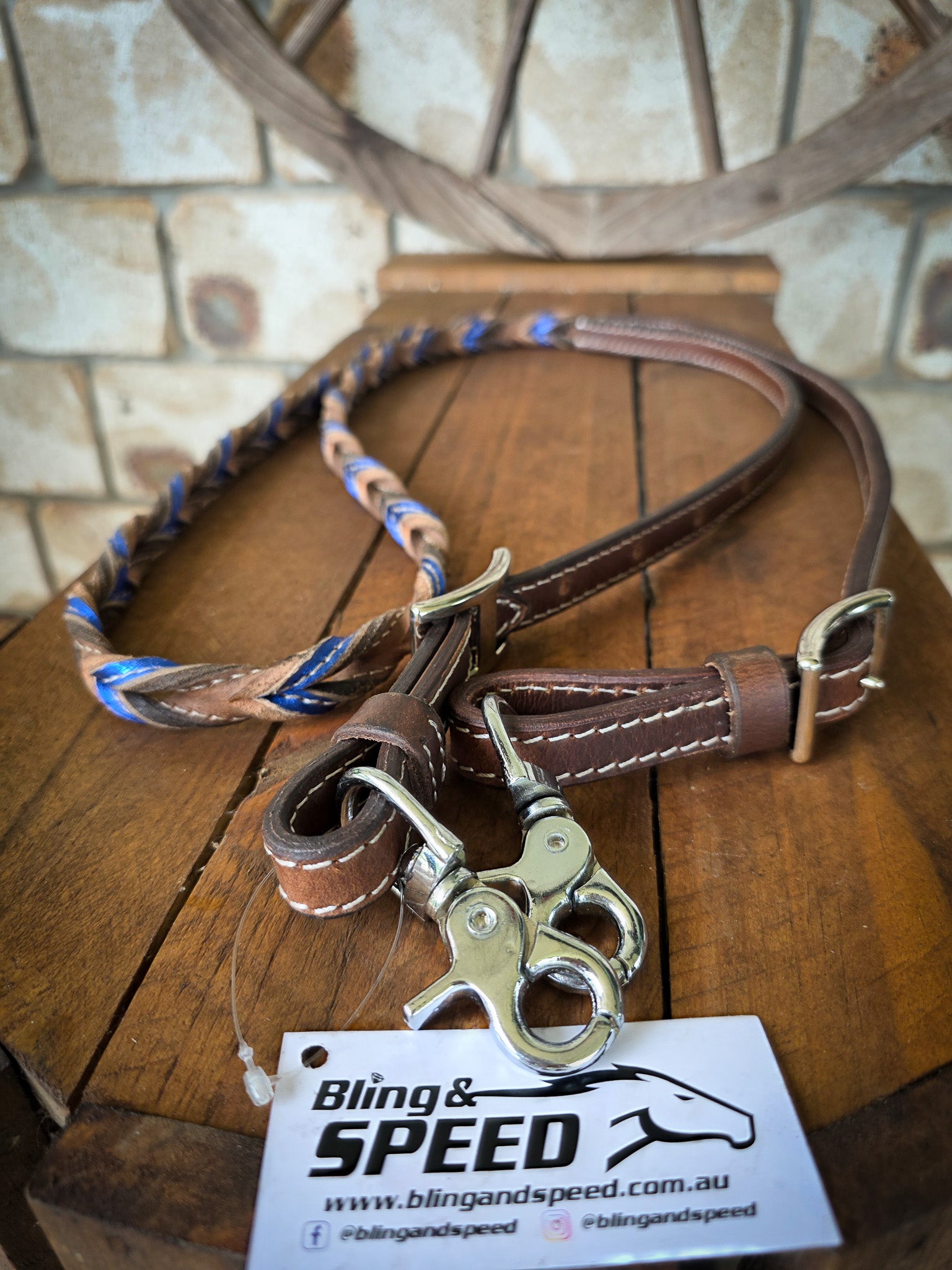 Twisted Bloodknot Barrel Reins - Metallic Blue