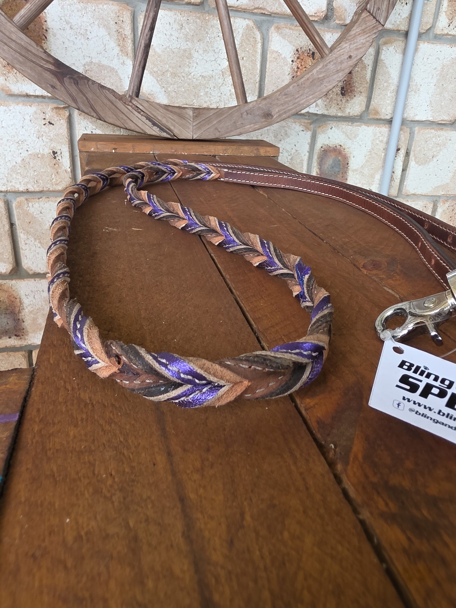 Twisted Bloodknot Barrel Reins - Metallic Purple