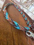Load image into Gallery viewer, Twisted Bloodknot Barrel Reins - Metallic Turquoise