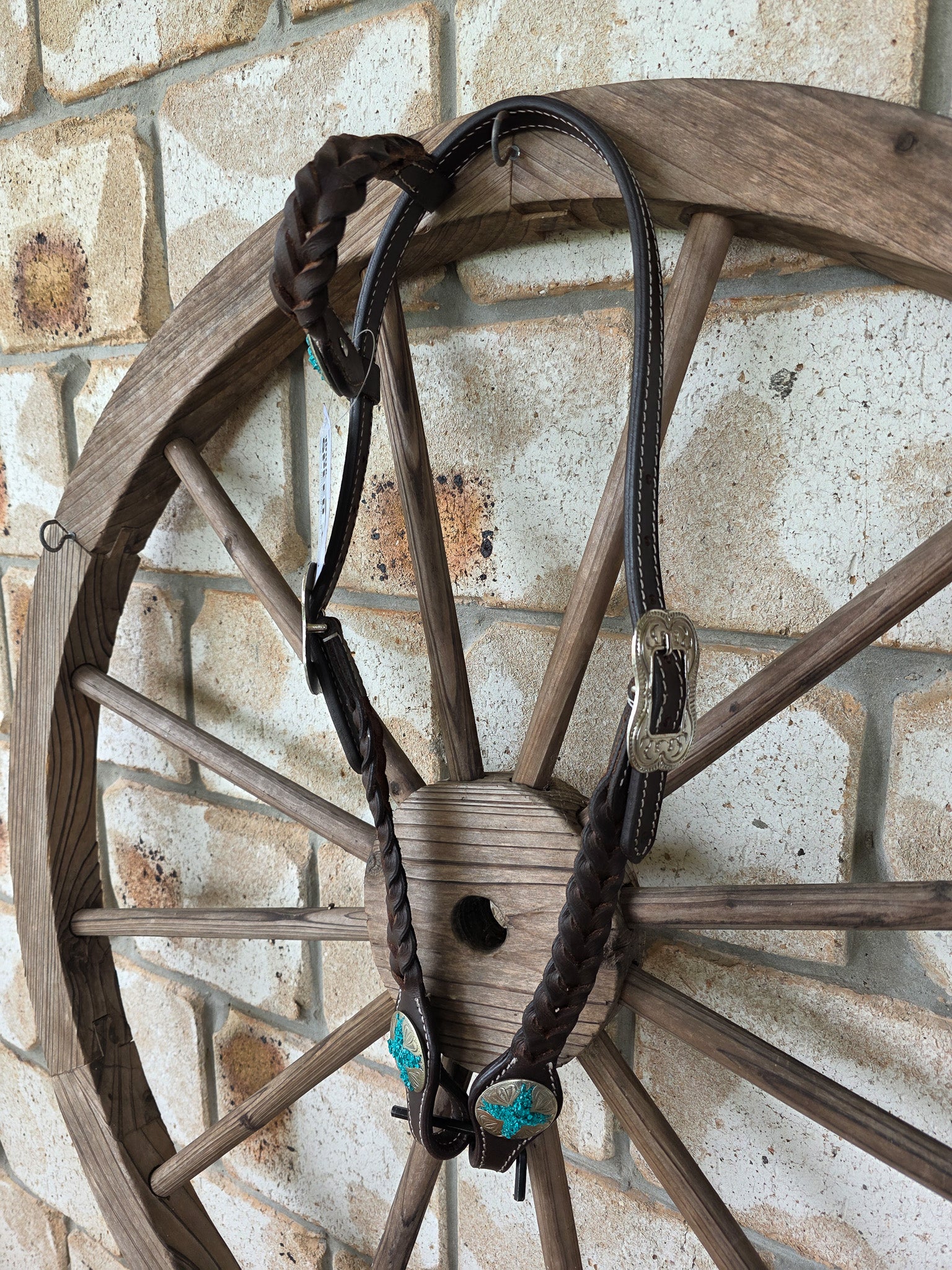 One Ear Plait Bridle with Crushed Stone Concho