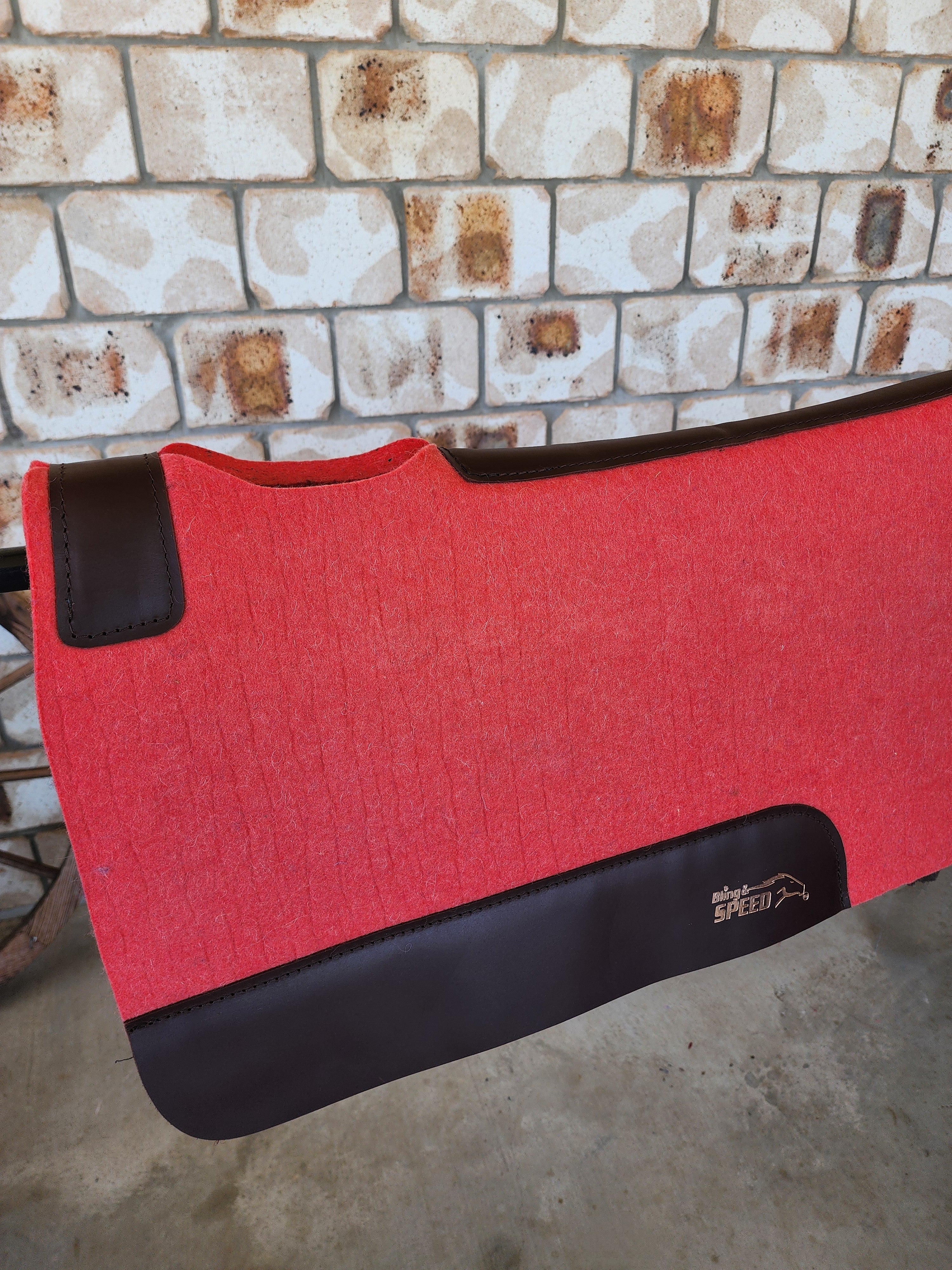 Standard Wither Relief - The Barrel Racer Merino Wool Felt Saddle Pad - Coral