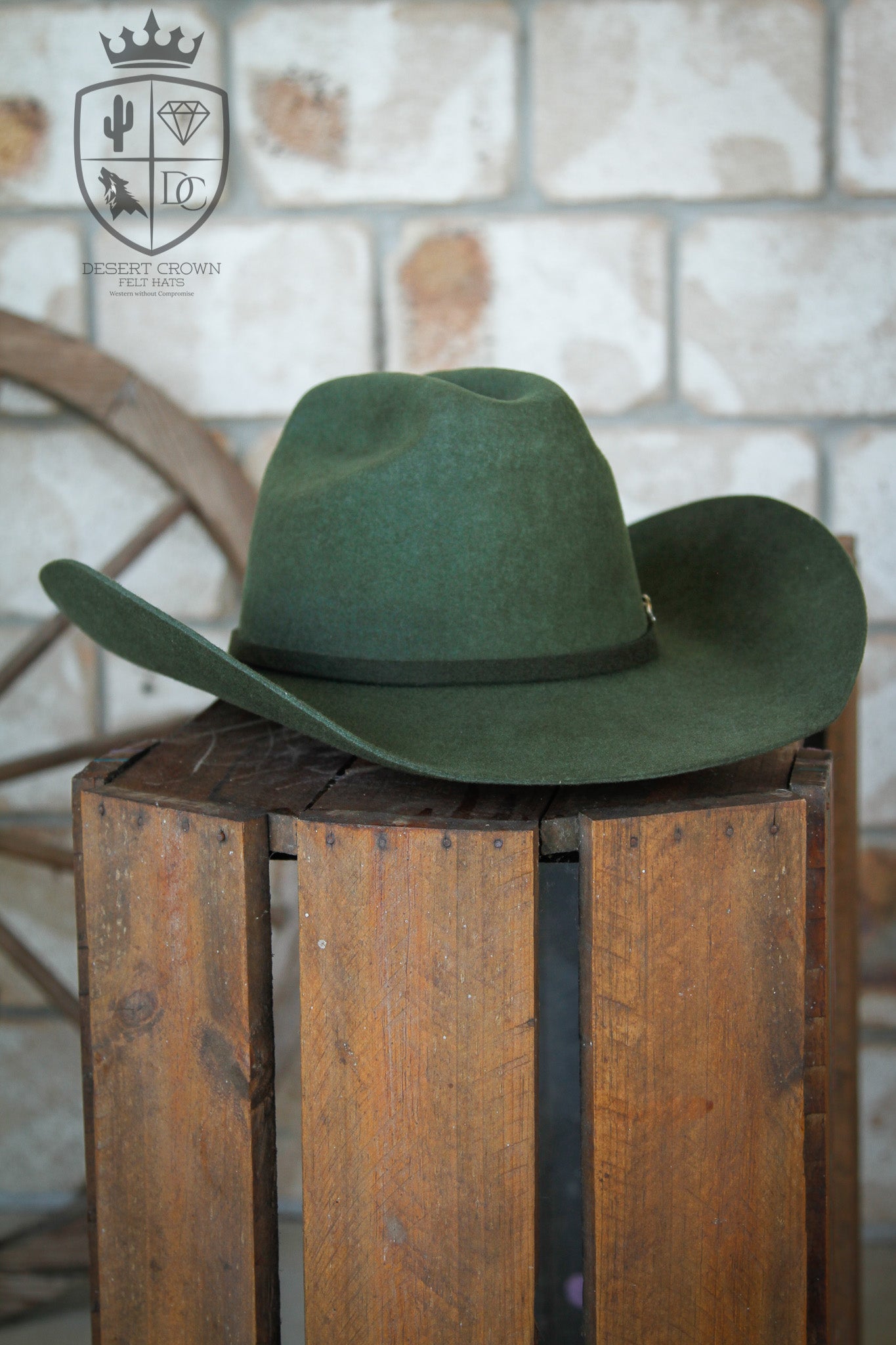 Desert Crown Felt Hat - Army Green
