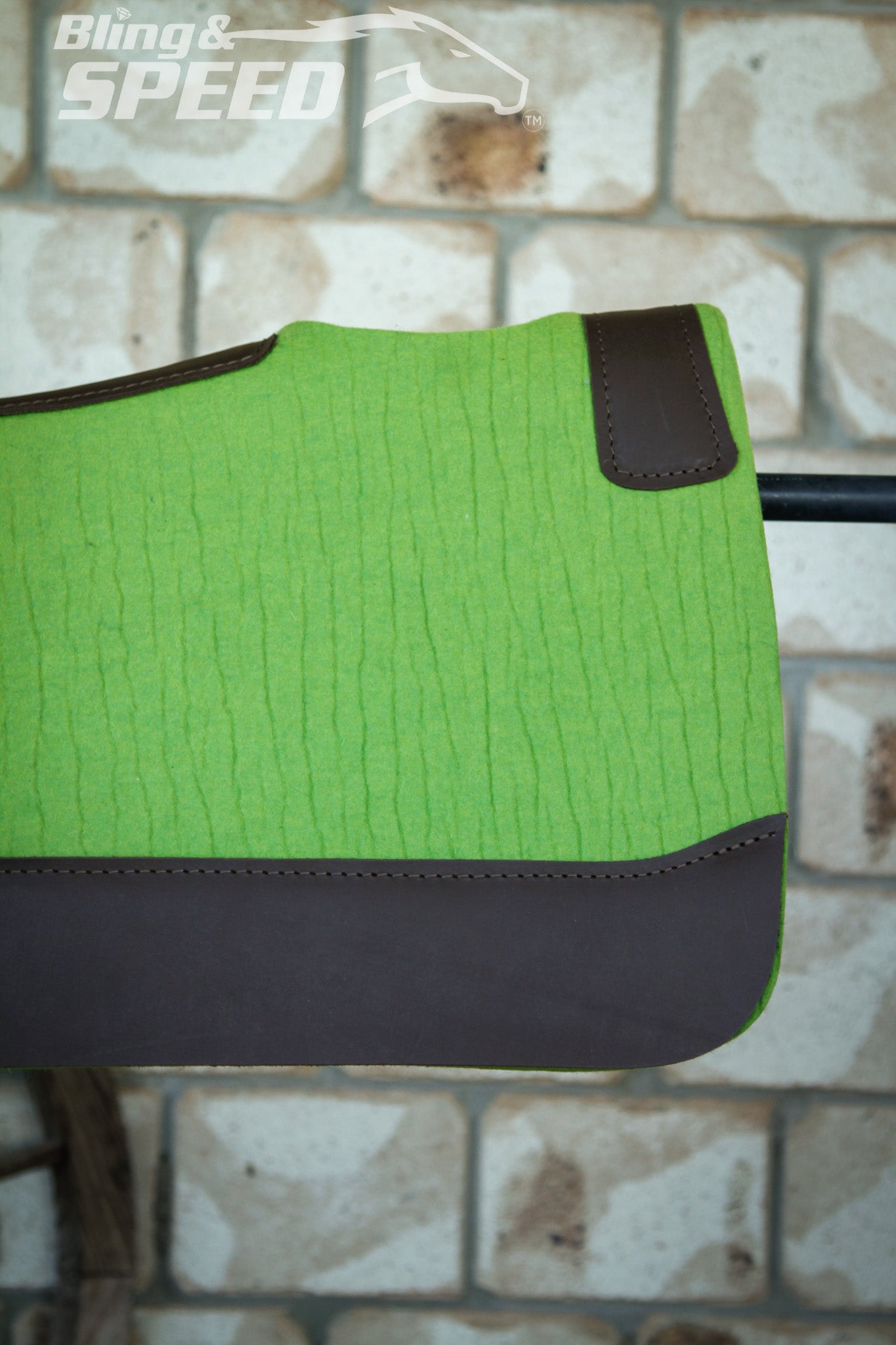Standard Wither Relief - Round Skirt Merino Wool Barrel and Fender Saddle Pad - Lime Green