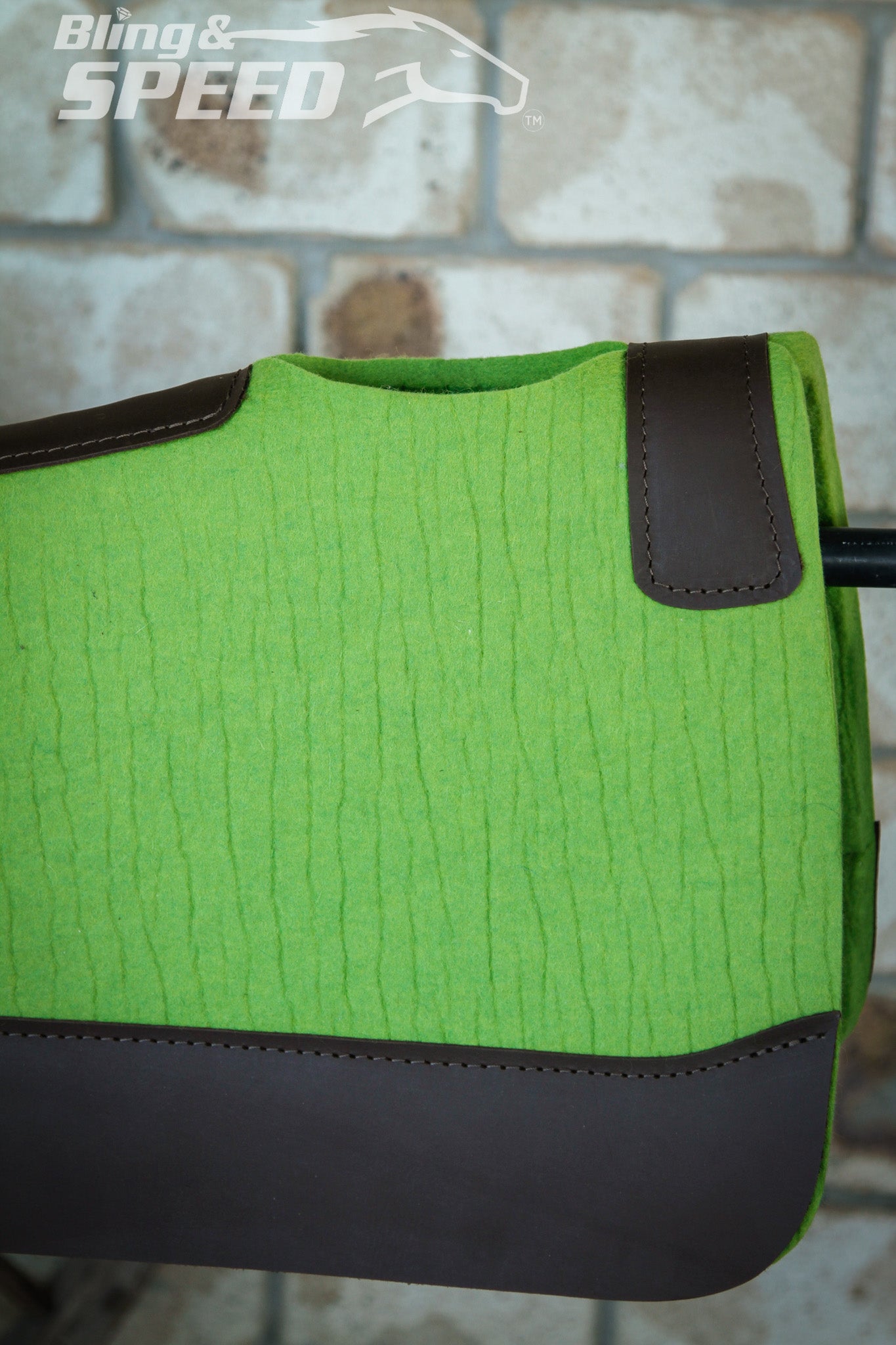 Standard Wither Relief - Round Skirt Merino Wool Barrel and Fender Saddle Pad - Lime Green