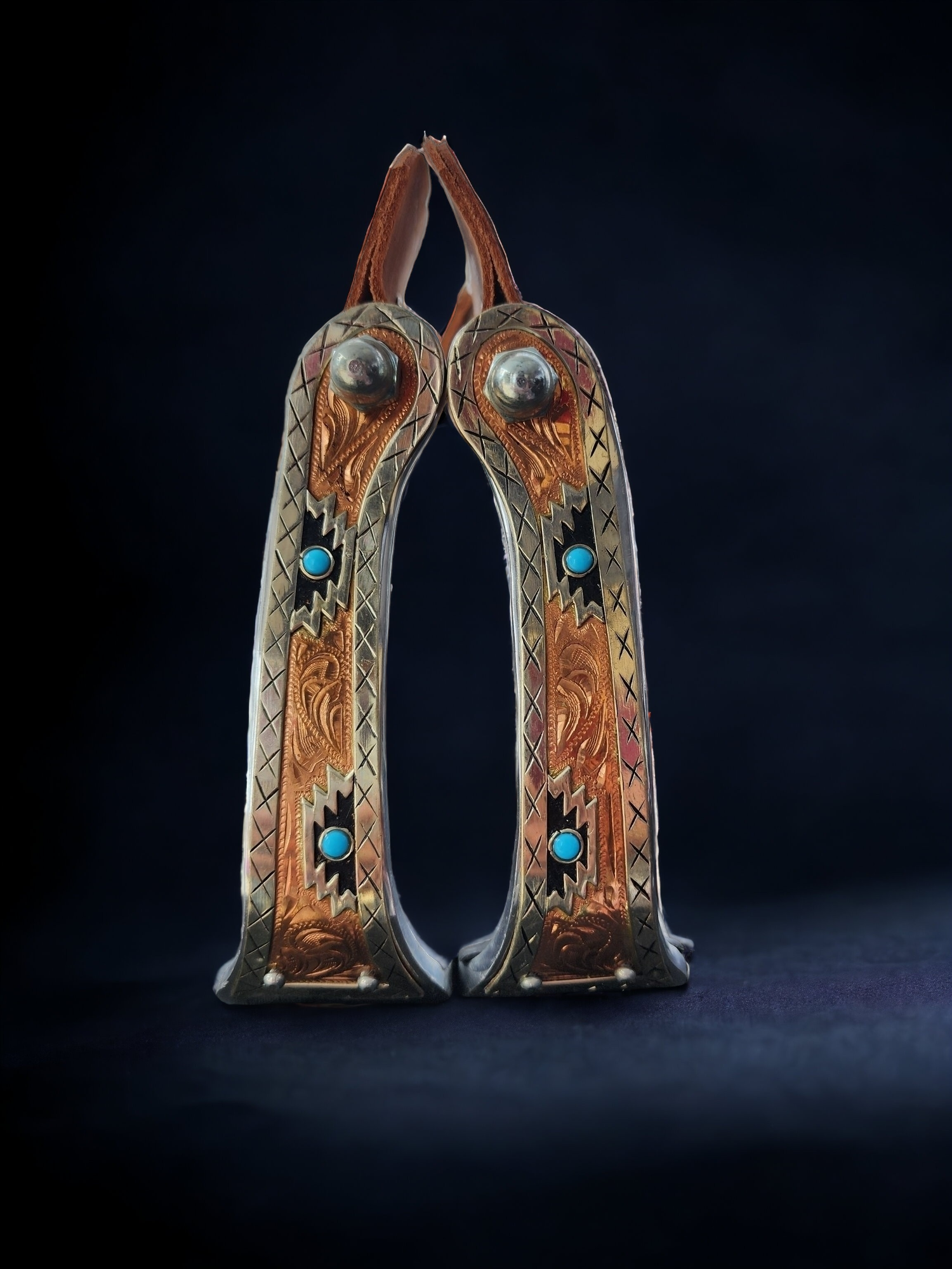 Copper and Turquoise Stirrups