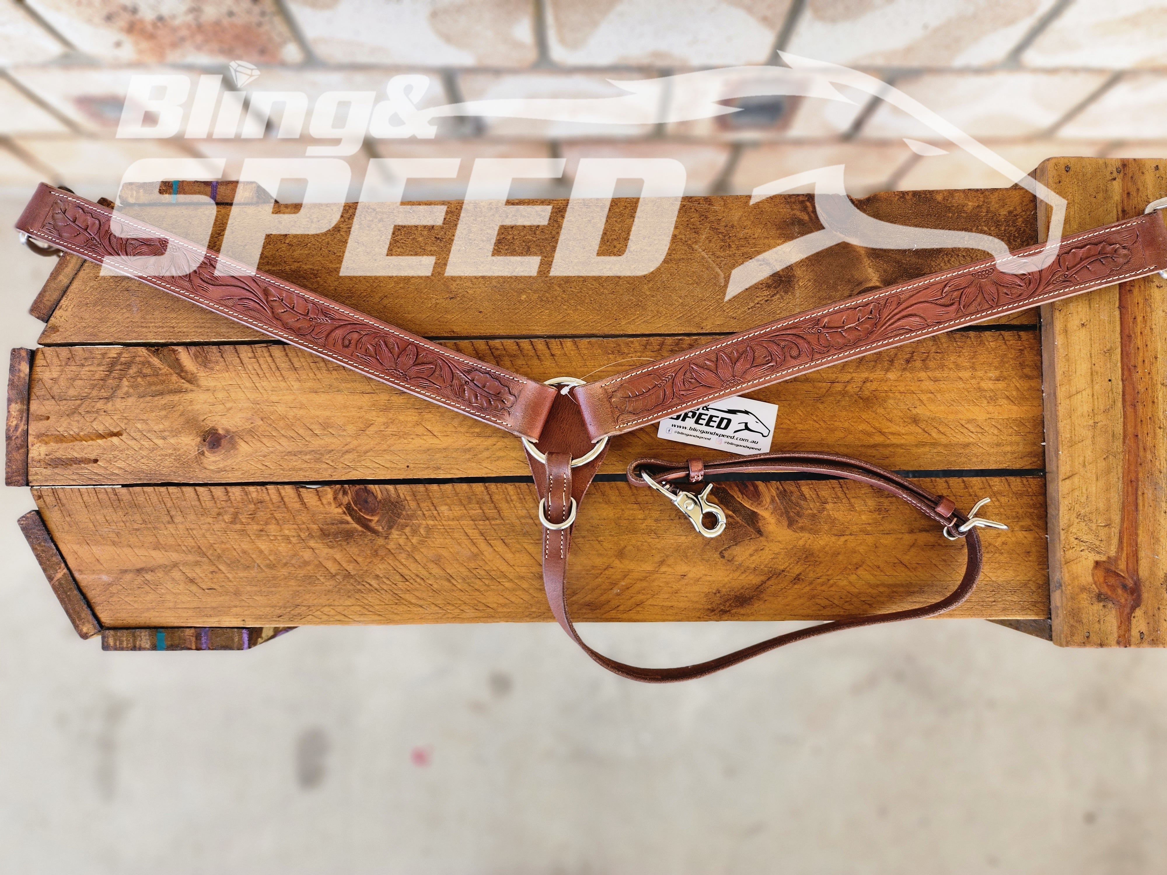 Leather Breast Collar with Sunflower Tooling (8065649311982)