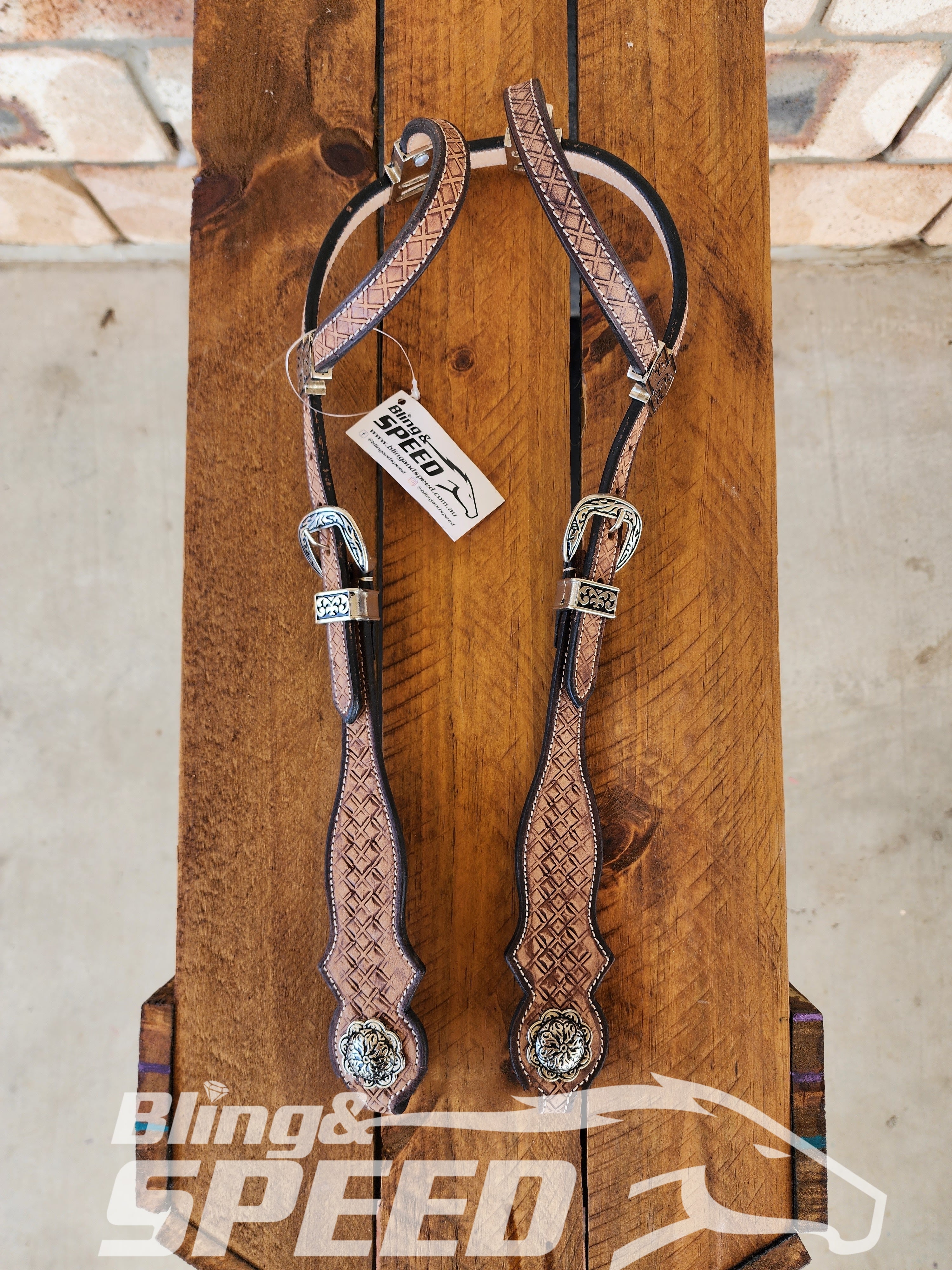 Two Ear Leather Bridle with Antique Fittings (8065641709806)