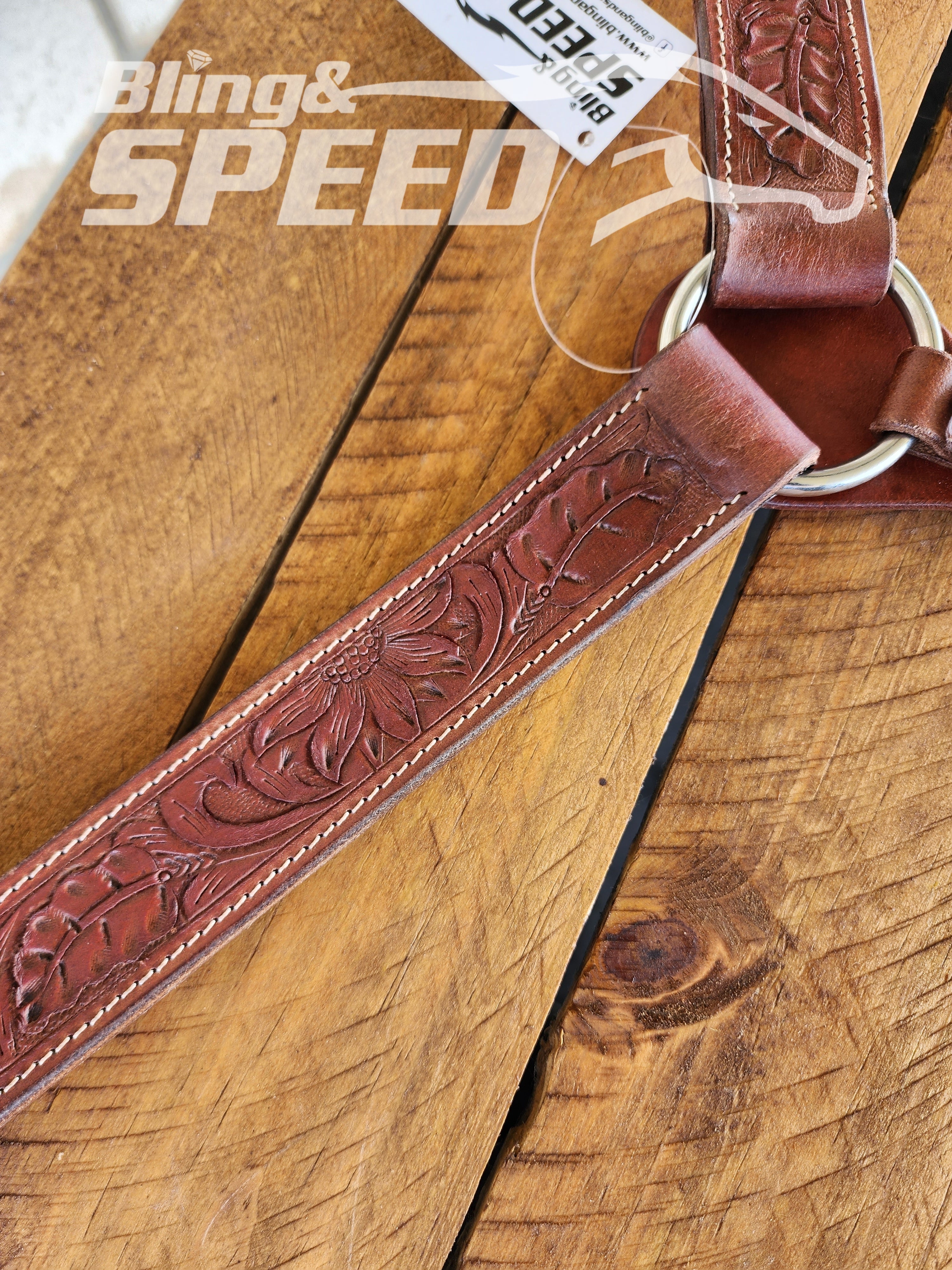 Leather Breast Collar with Sunflower Tooling (8065649311982)
