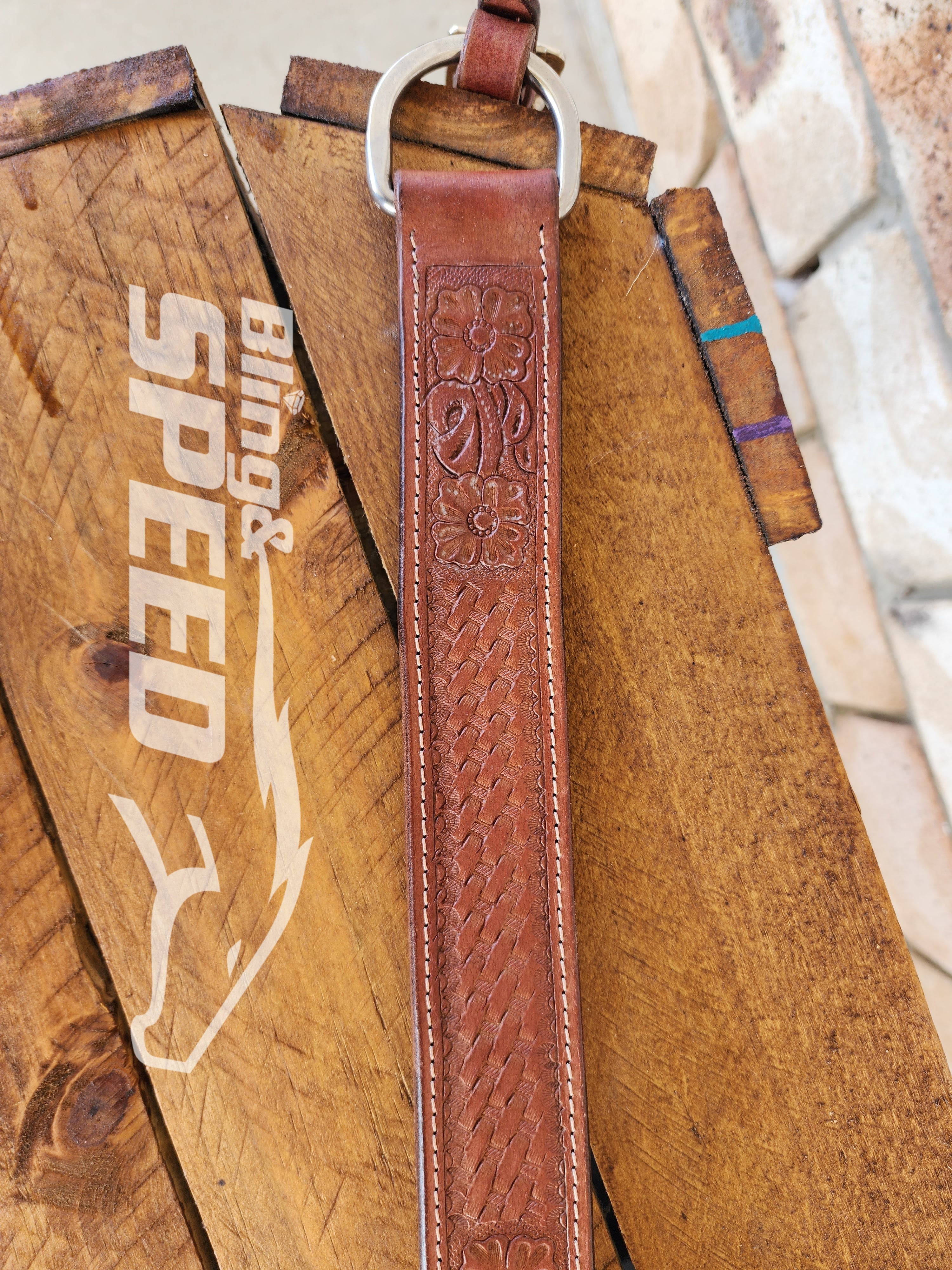Leather Breast Collar with Basket Weave and Flower Tooling (8065649180910)