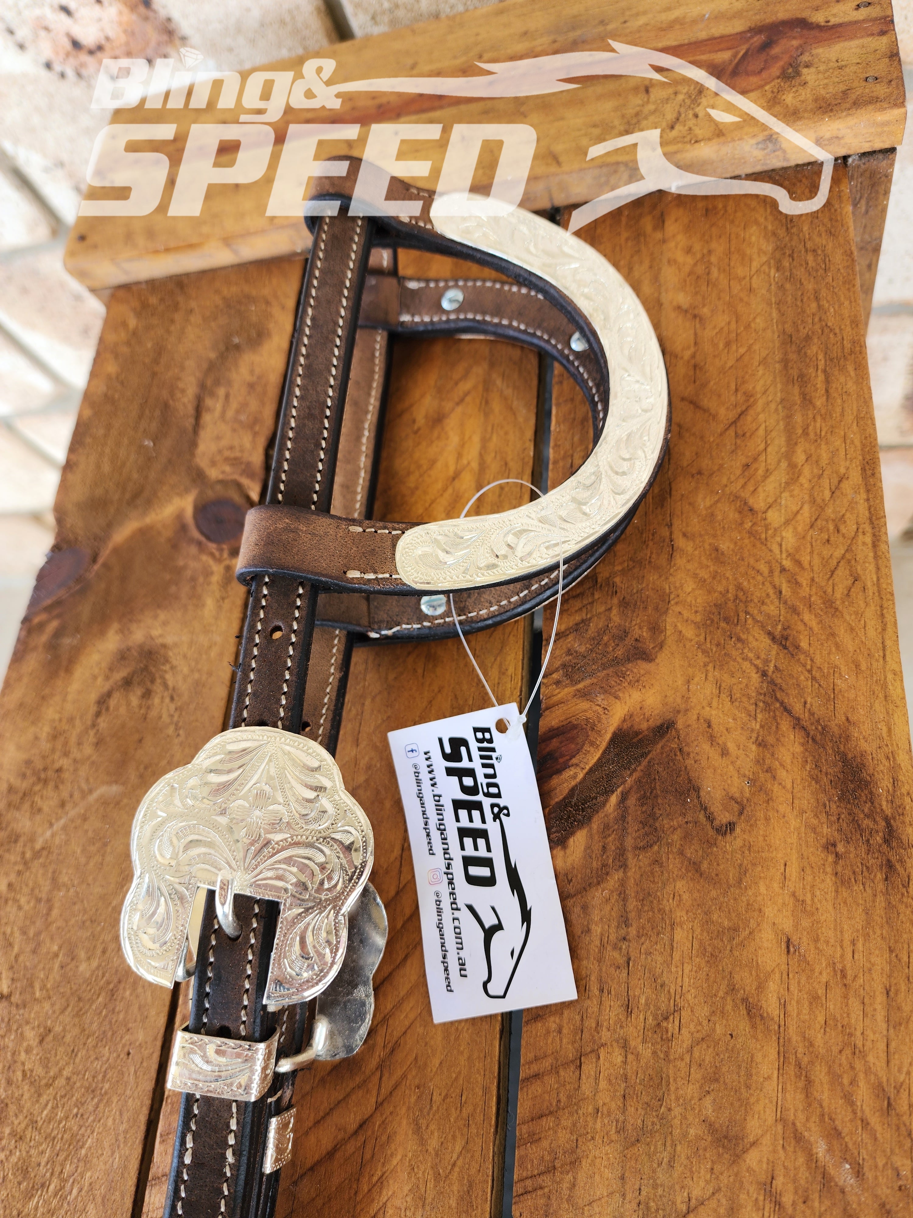 Two Ear Leather Bridle with Silver (8065647182062)