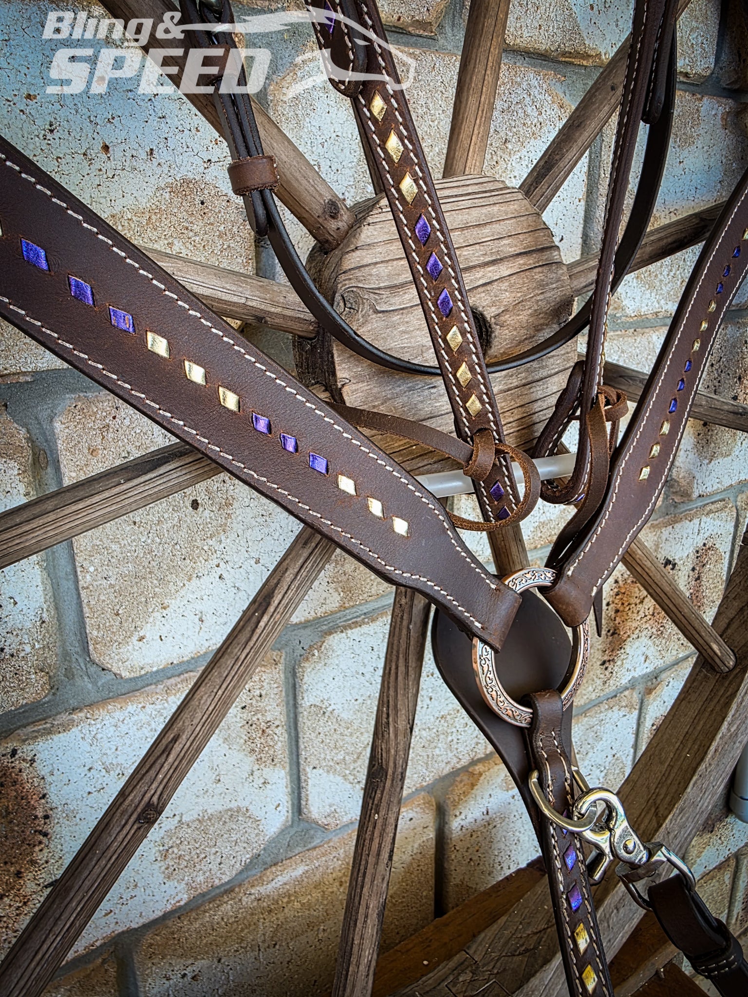 Purple & Gold Buckstitched Tack Set
