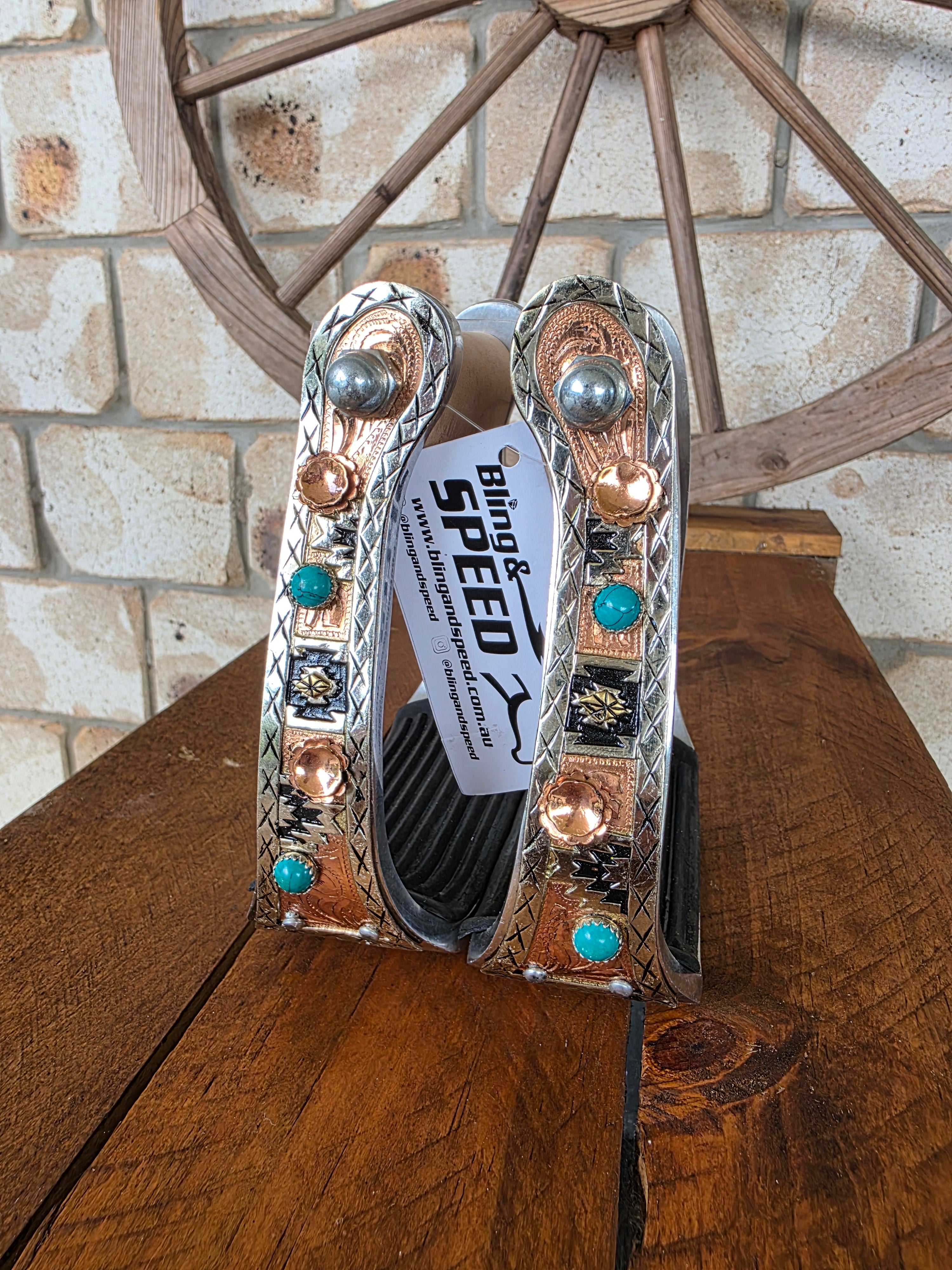 Copper and Aqua Stirrups