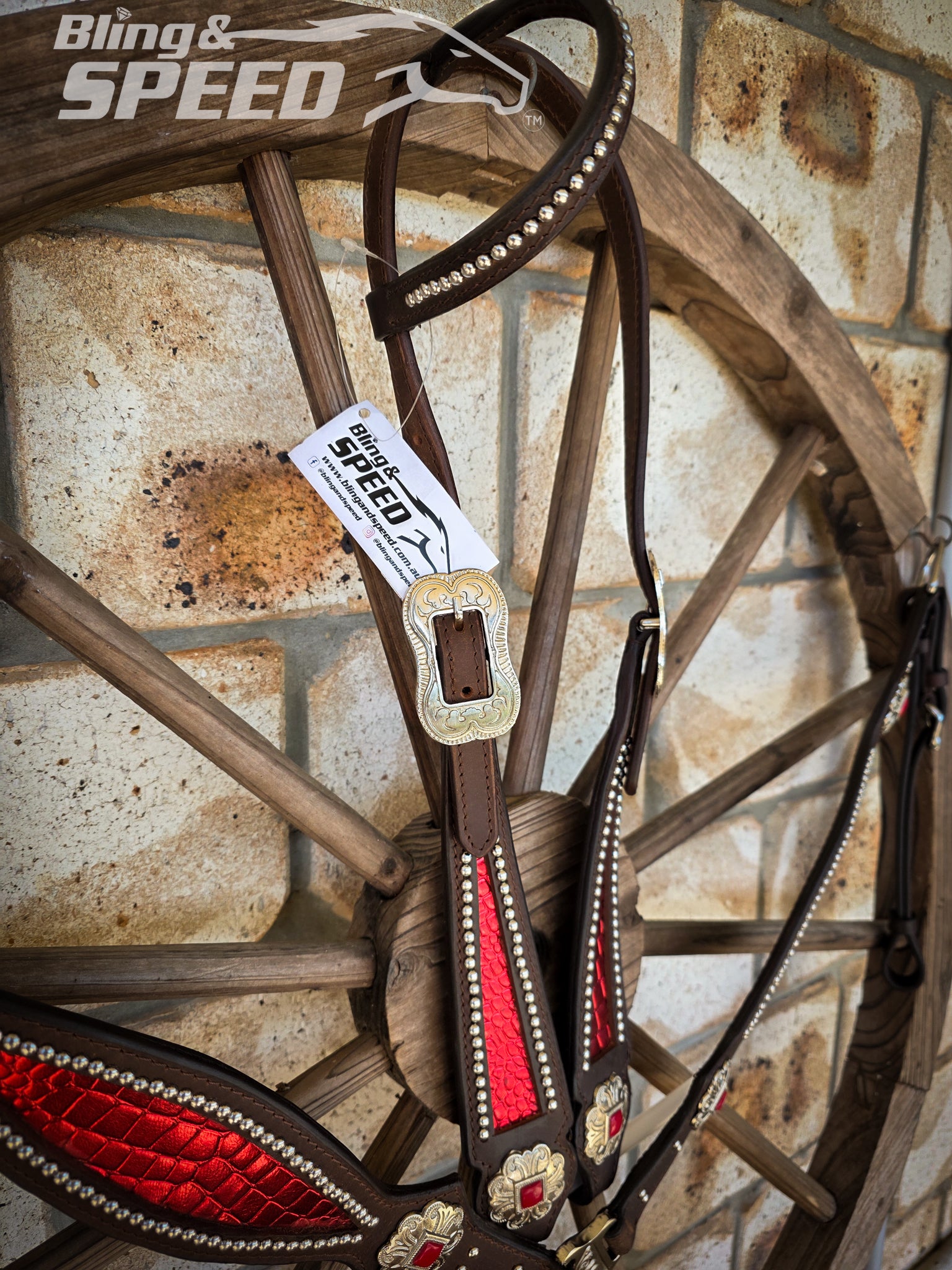 Red Croc Inlay Tack Set