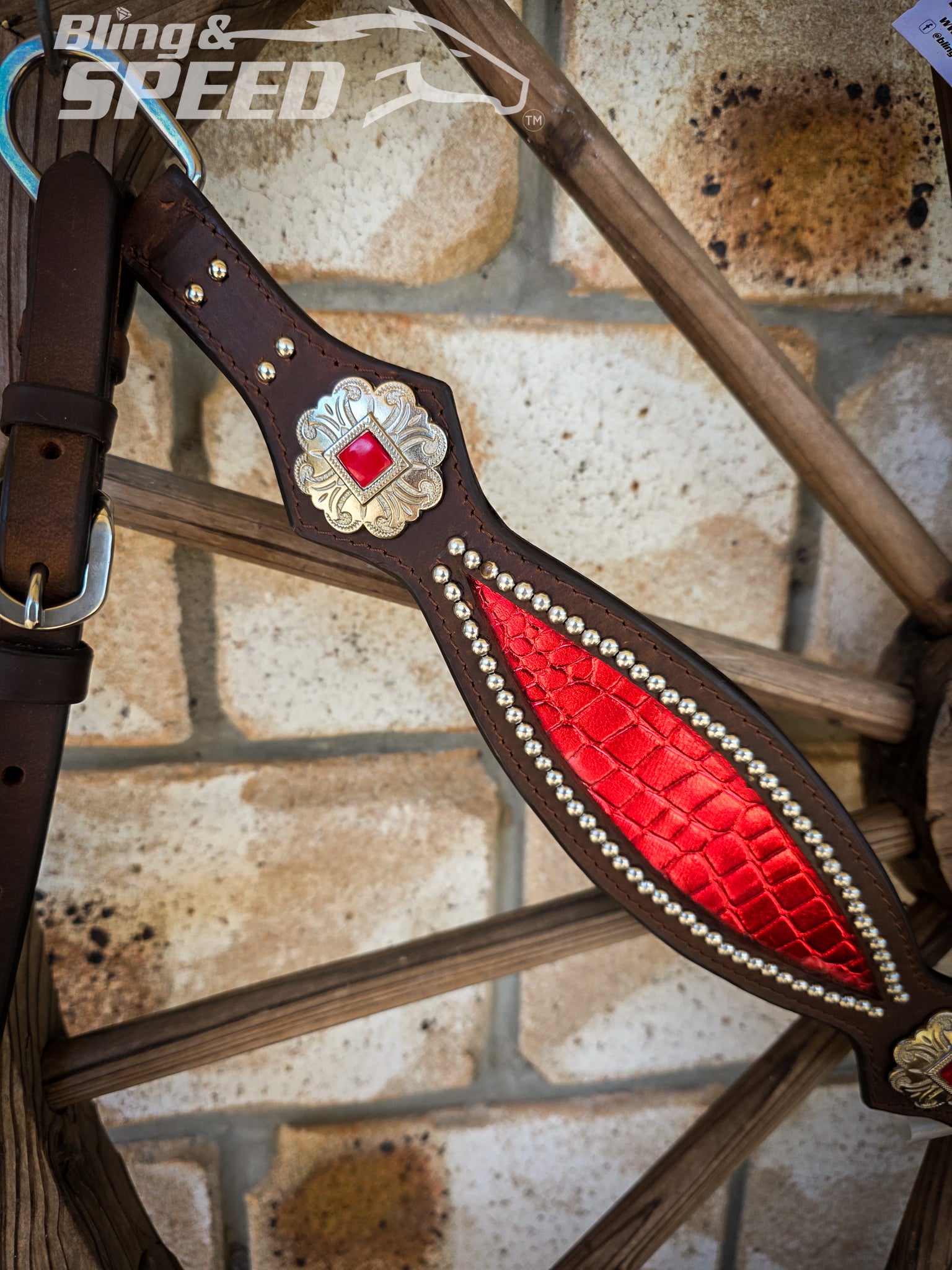 Red Croc Inlay Tack Set