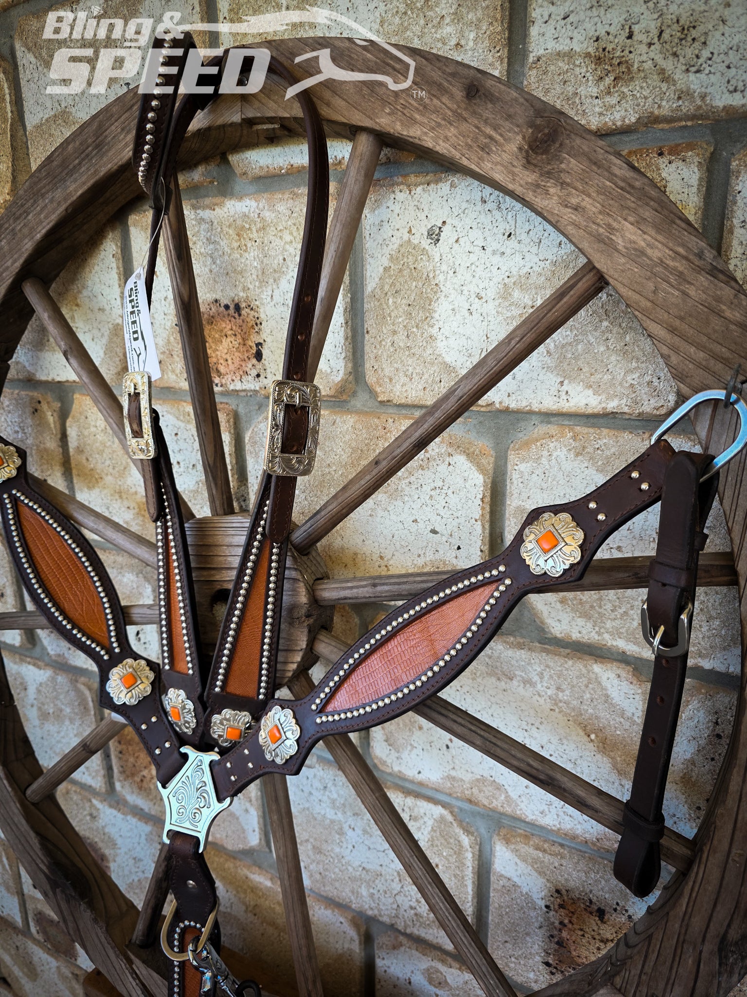 Burnt Orange Croc Inlay Tack Set
